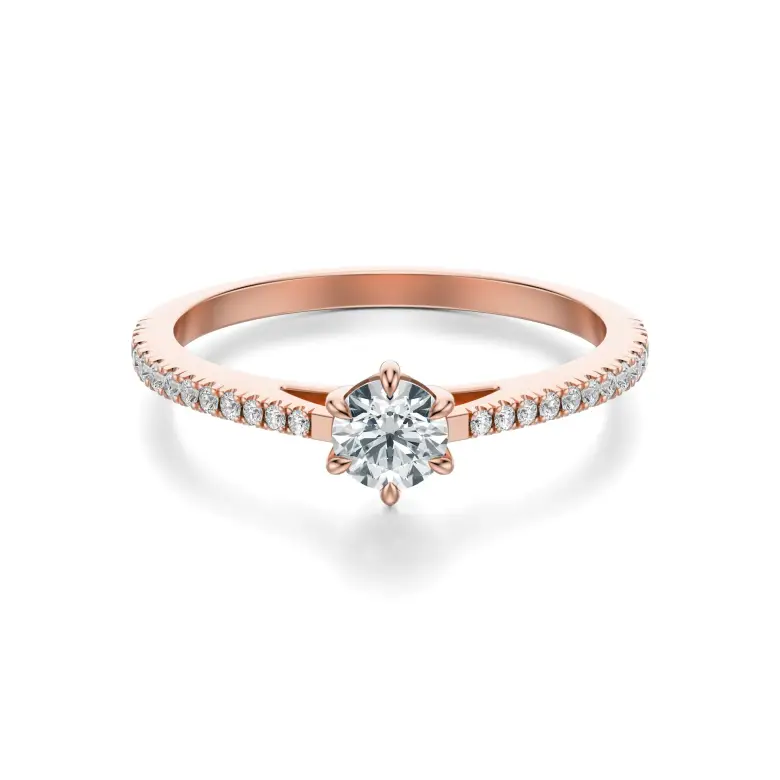 Pierścionek z różowego złota z diamentami